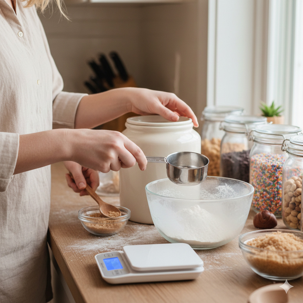 బేకింగ్ పదార్థాలు కొలవడం