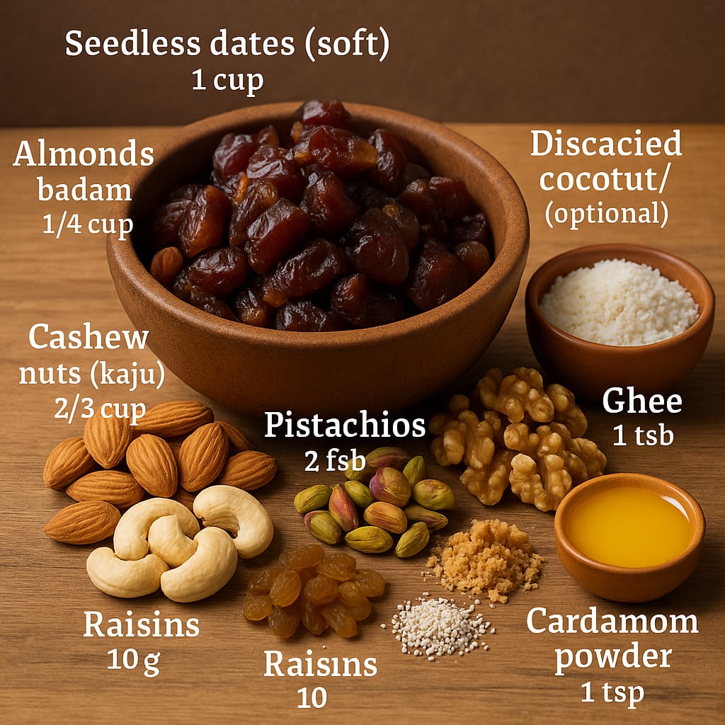 Step by step preparation of dry fruits laddu