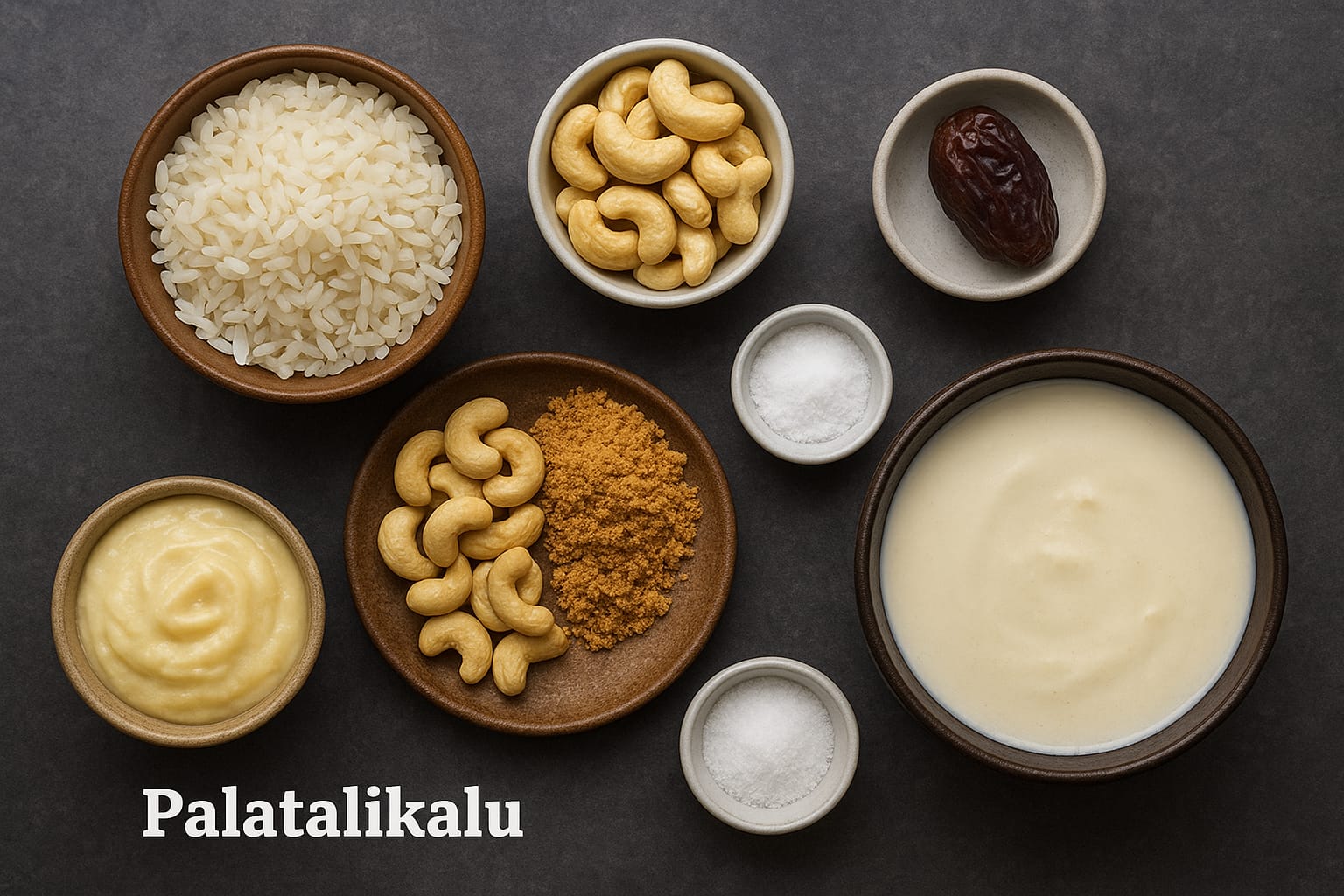 Ingredients used to make Paala Talikalu sweet