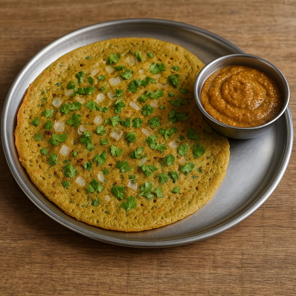 Molakala Pesarattu Andhra style whole moong dosa